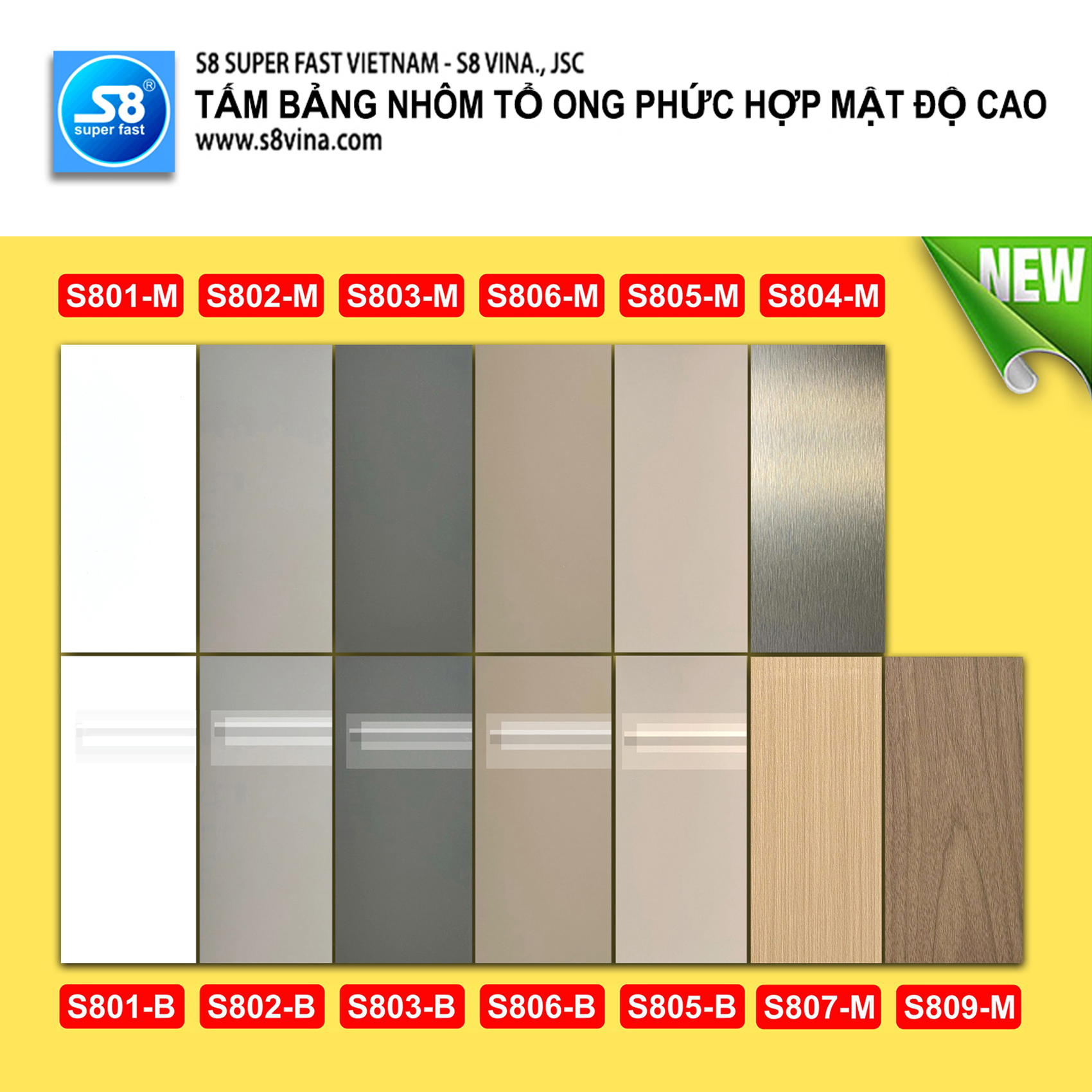 Bảng màu Tấm nhôm tổ ong S8 cấu trúc phức hợp đa tầng mật độ cao