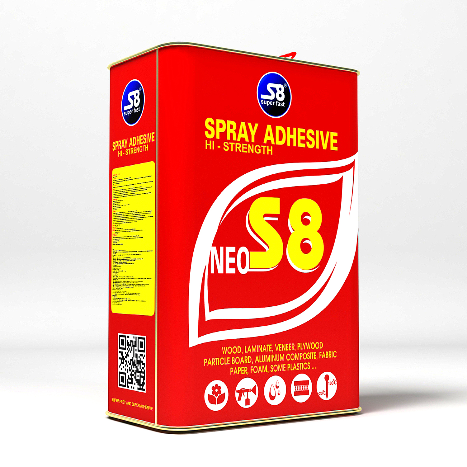 Keo phun dán gỗ nội ngoại thất xe hơi thùng 3kg - NEO S8 Ngoại Thất Chịu nhiệt cao